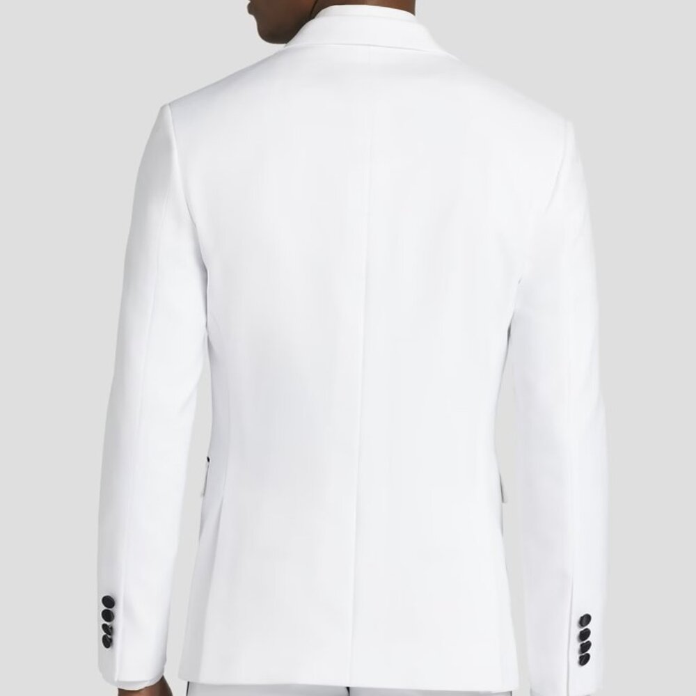 NEW Egara Skinny Fit Satin Peak Lapel White Tuxedo Jacket - Picture 5 of 5